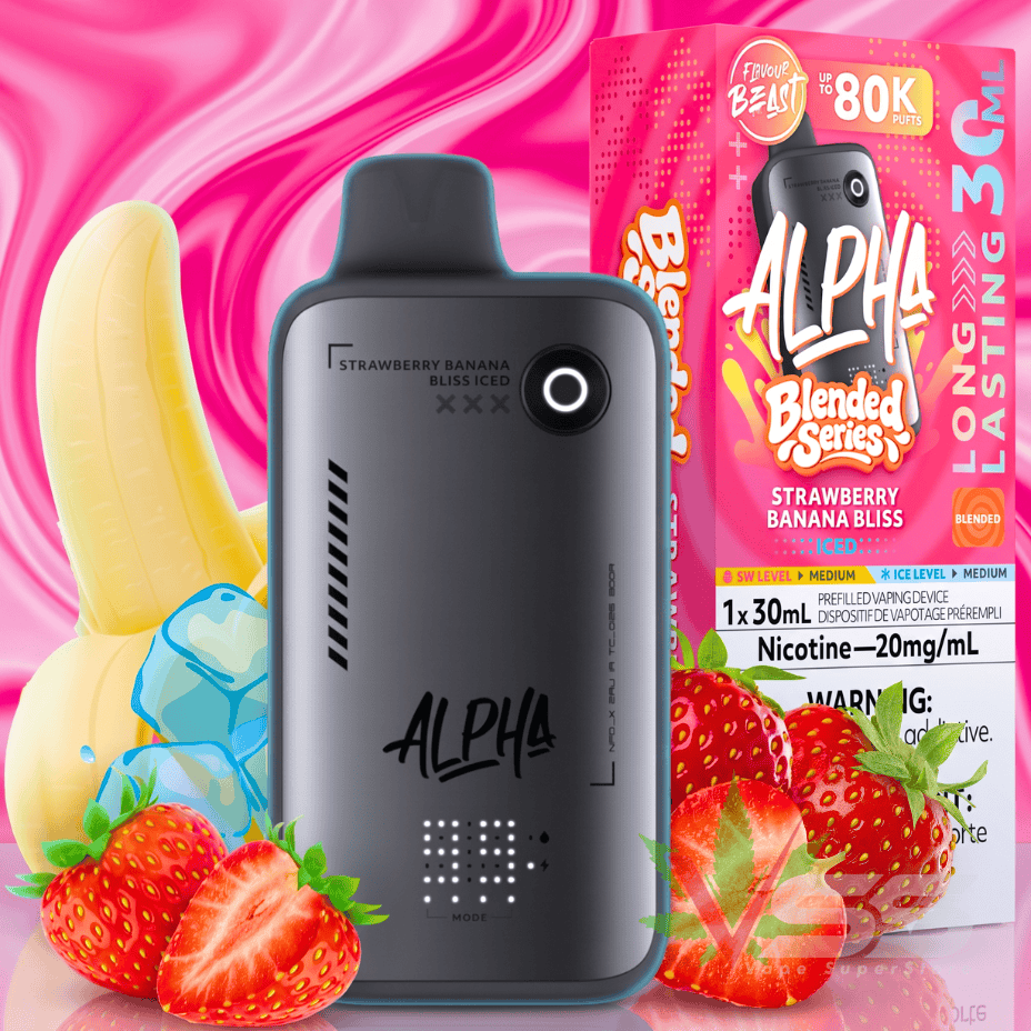 Flavour Beast Alpha 80K Disposable Vape-Strawberry Banana Bliss Iced 80000 Puffs / 20mg Brandon Vape SuperStore and Cannabis Manitoba Canada
