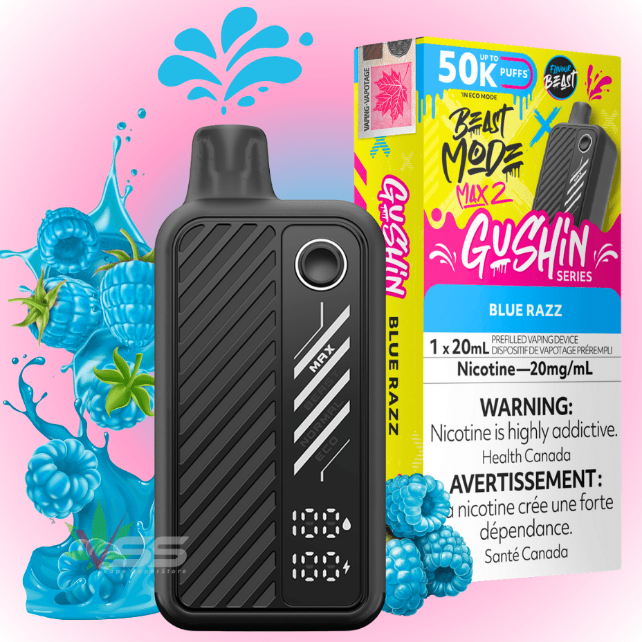 Flavour Beast Max 2 Disposable Vape-Gushin Blue Razz 20mg / 50000 Puffs Brandon Vape SuperStore and Cannabis Manitoba Canada