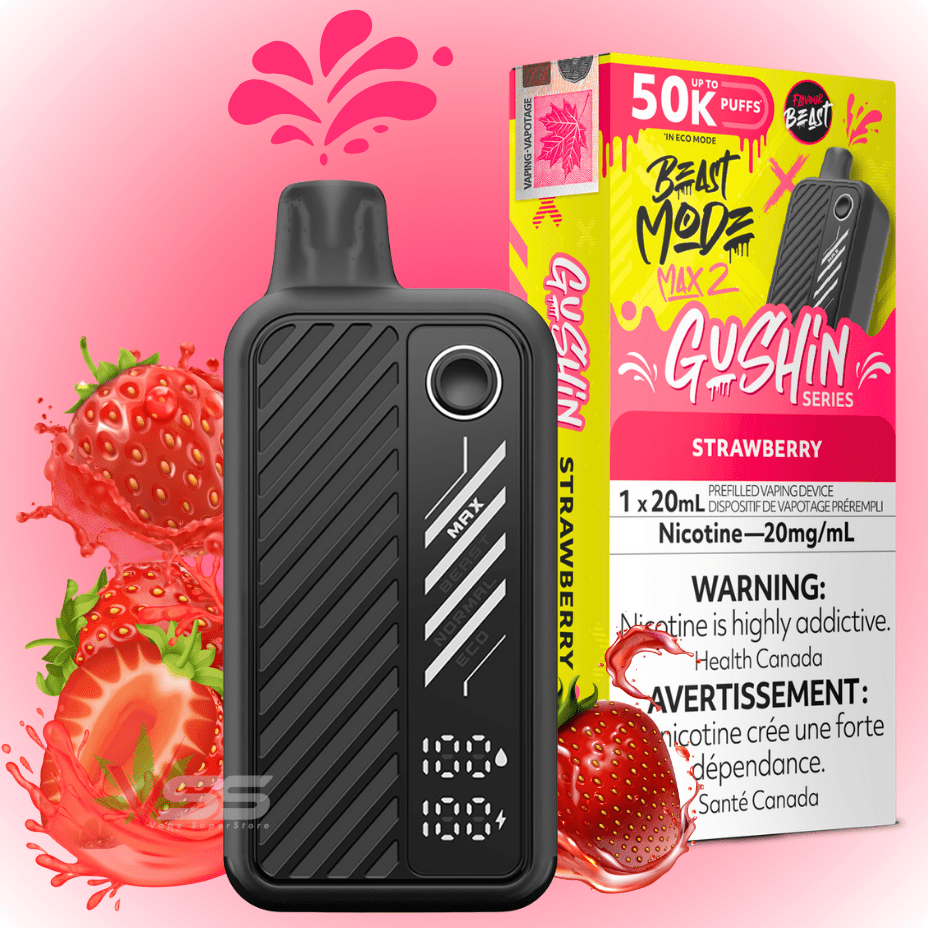 Flavour Beast Max 2 Disposable Vape-Gushin Strawberry 20mg / 50000 Puffs Brandon Vape SuperStore and Cannabis Manitoba Canada