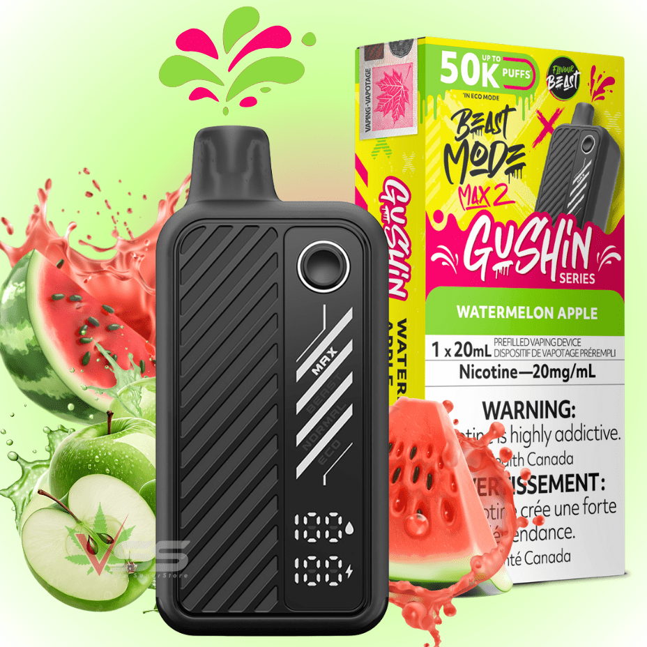 Flavour Beast Max 2 Disposable Vape-Gushin Watermelon Apple 20mg / 50000 Puffs Brandon Vape SuperStore and Cannabis Manitoba Canada