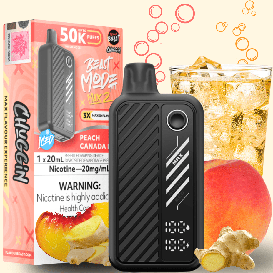 Flavour Beast Max 2 Disposable Vape-Peach Canada D ICED 50000 Puffs / 20mL / 20mg Brandon Vape SuperStore and Cannabis Manitoba Canada