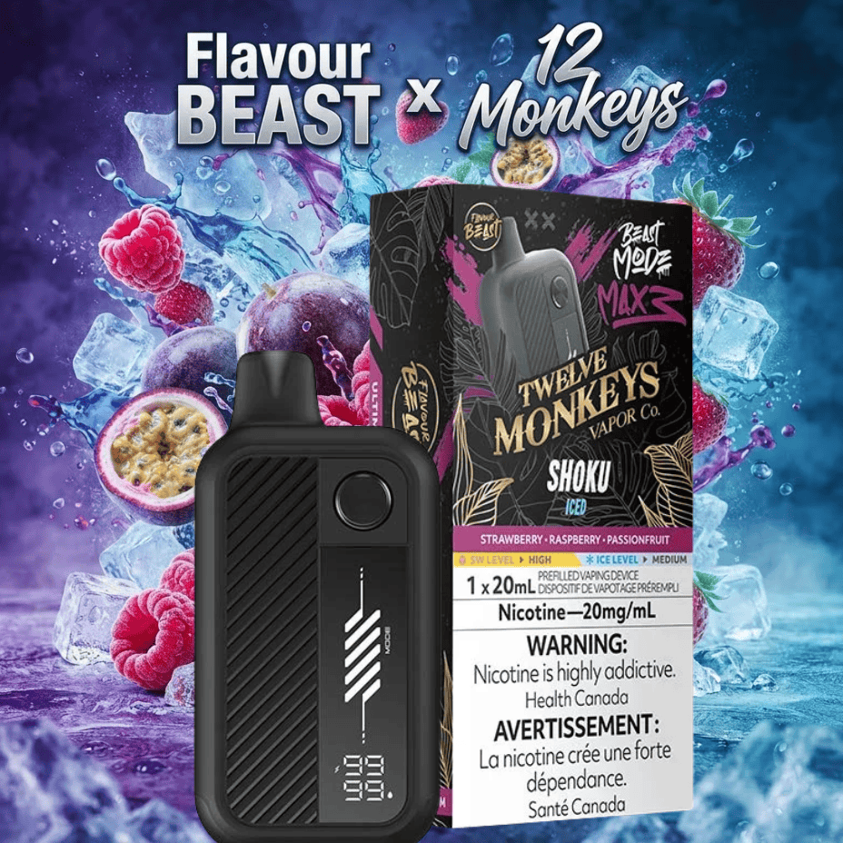 Flavour Beast Mode Max 3 60K Disposable Vape - 12 Monkey-Shoku Iced 60000 Puffs / 20mg Brandon Vape SuperStore and Cannabis Manitoba Canada