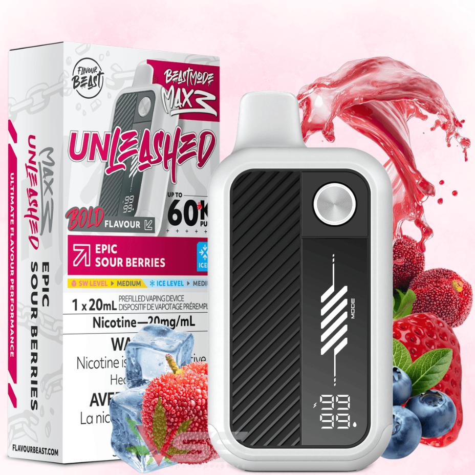 Flavour Beast Mode Max 3 60K Disposable Vape - Epic Sour Berries Ice 60000 Puffs / 20mg Brandon Vape SuperStore and Cannabis Manitoba Canada