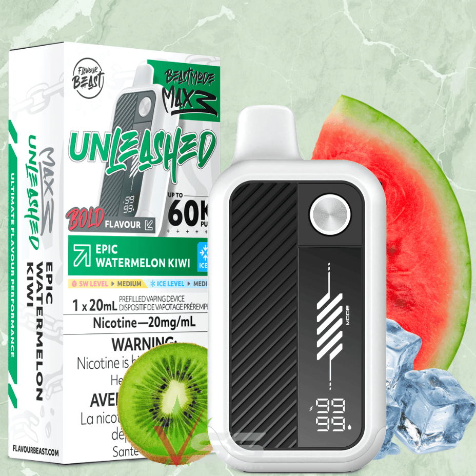 Flavour Beast Mode Max 3 60K Disposable Vape - Epic Watermelon Kiwi Ice 60000 Puffs / 20mg Brandon Vape SuperStore and Cannabis Manitoba Canada