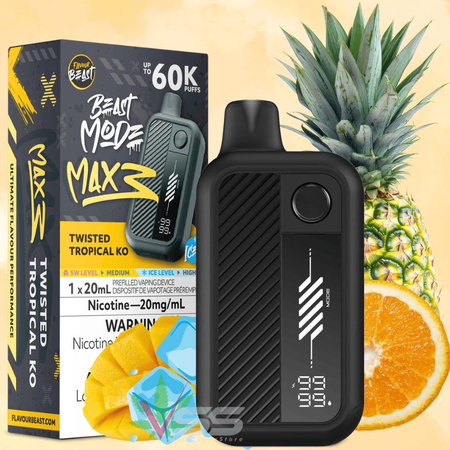 Flavour Beast Mode Max 3 60K Disposable Vape - Twisted Tropical KO Ice 60000 Puffs / 20mg Brandon Vape SuperStore and Cannabis Manitoba Canada