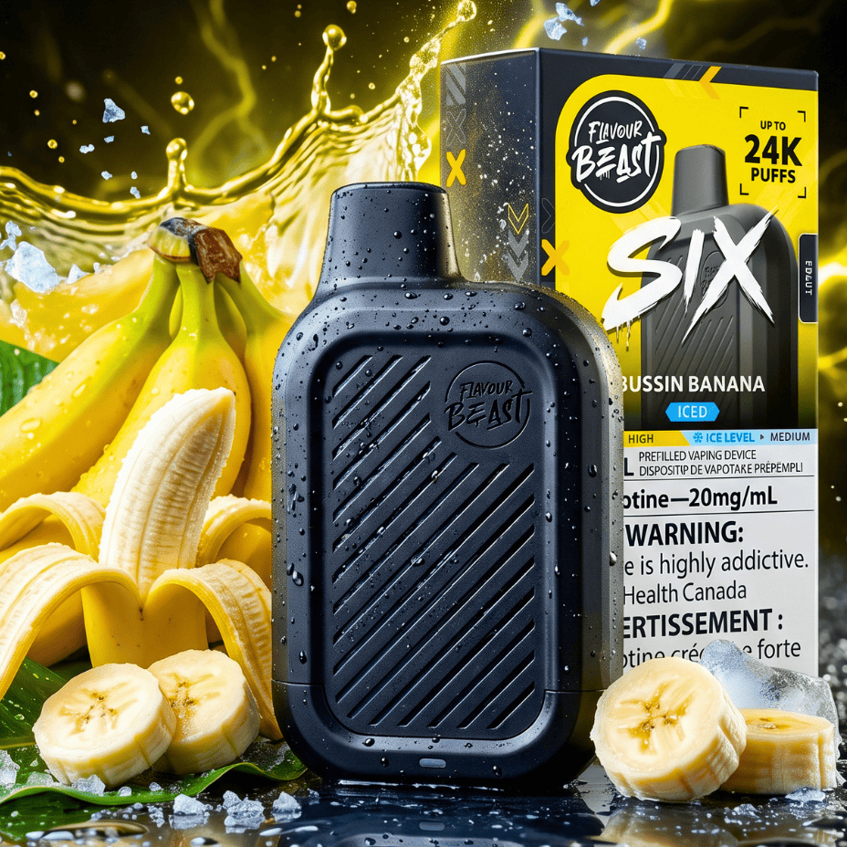 Flavour Beast SIX 24K Disposable Vape - Bussin' Banana Iced 24000 Puffs / 20mg Brandon Vape SuperStore and Cannabis Manitoba Canada