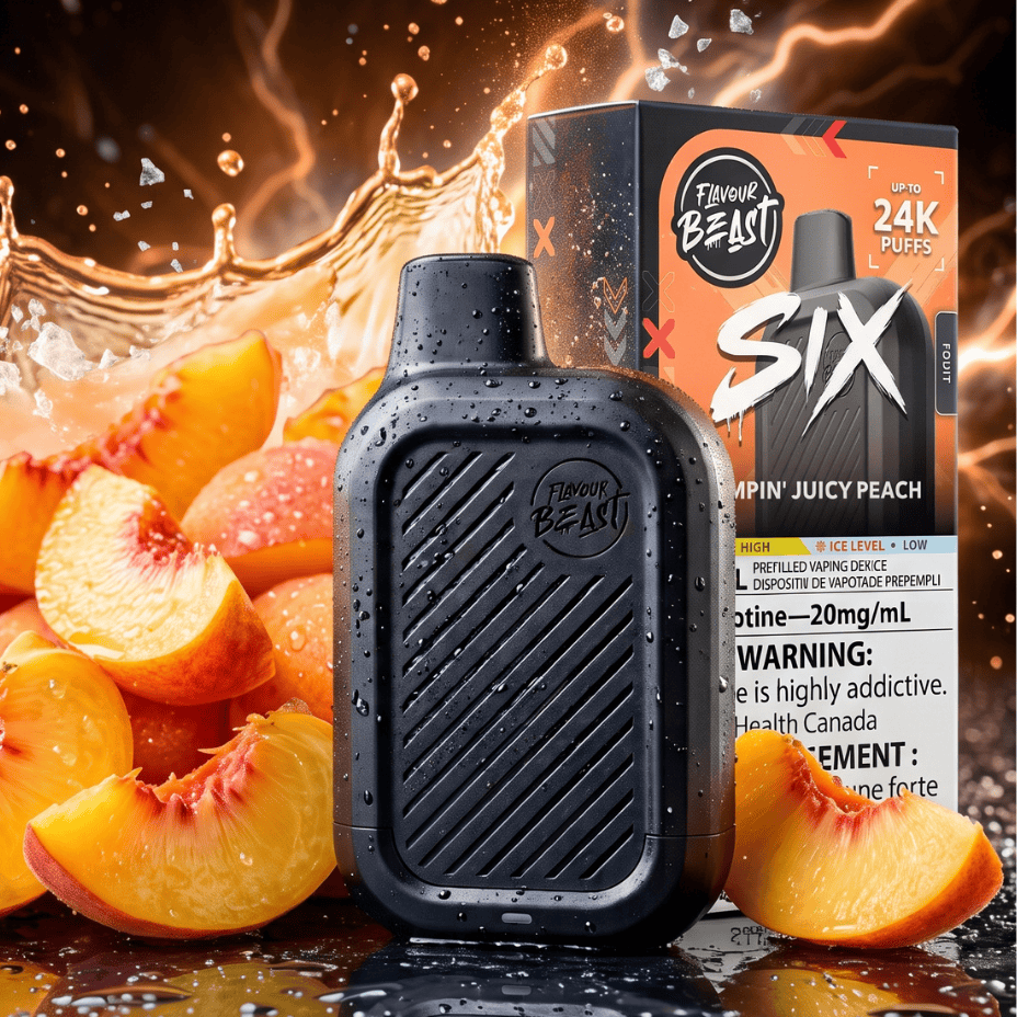 Flavour Beast SIX 24K Disposable Vape - Jumpin' Juicy Peach 24000 Puffs / 20mg Brandon Vape SuperStore and Cannabis Manitoba Canada