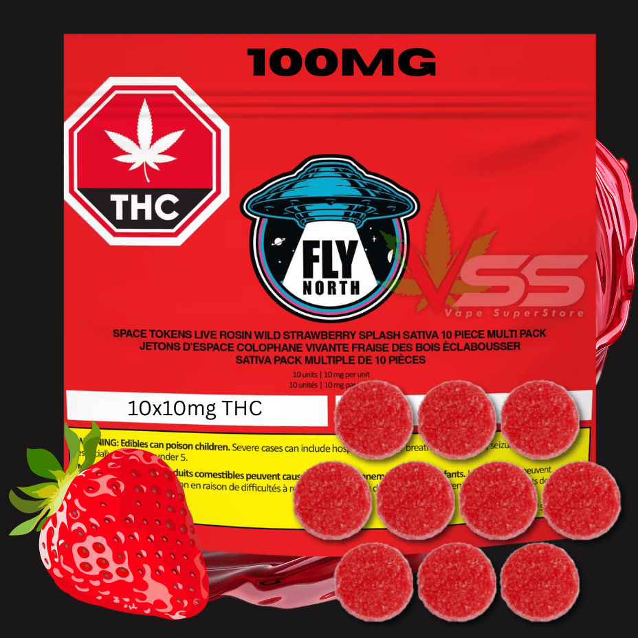 Fly North - Wild Strawberry Splash Live Rosin Soft Chews 10x10mg Brandon Vape SuperStore and Cannabis Manitoba Canada