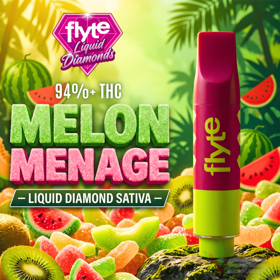 Flyte Liquid Diamonds Melon Menage 510 Cartridge - 1g Brandon Vape SuperStore and Cannabis Manitoba Canada