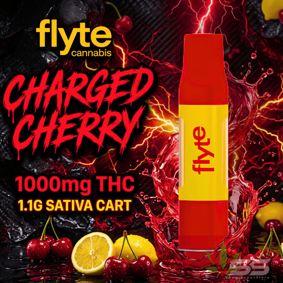 Flyte1000 Charged Cherry Sativa 510 Cart - 1.1g Brandon Vape SuperStore and Cannabis Manitoba Canada