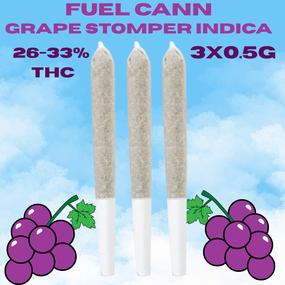 Fuel Cann Grape Stomper Indica Pre-Rolls - 3x0.5g Brandon Vape SuperStore and Cannabis Manitoba Canada