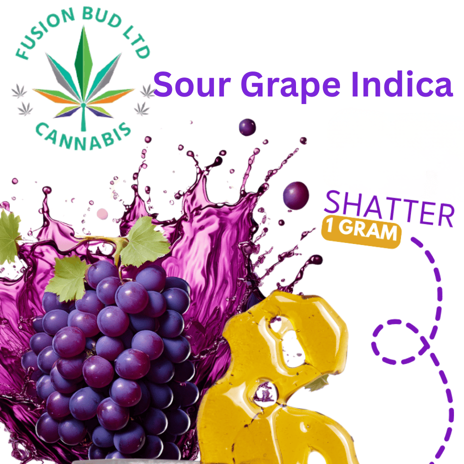 Fusion Bud Sour Grape Indica Shatter-1g Brandon Vape SuperStore and Cannabis Manitoba Canada