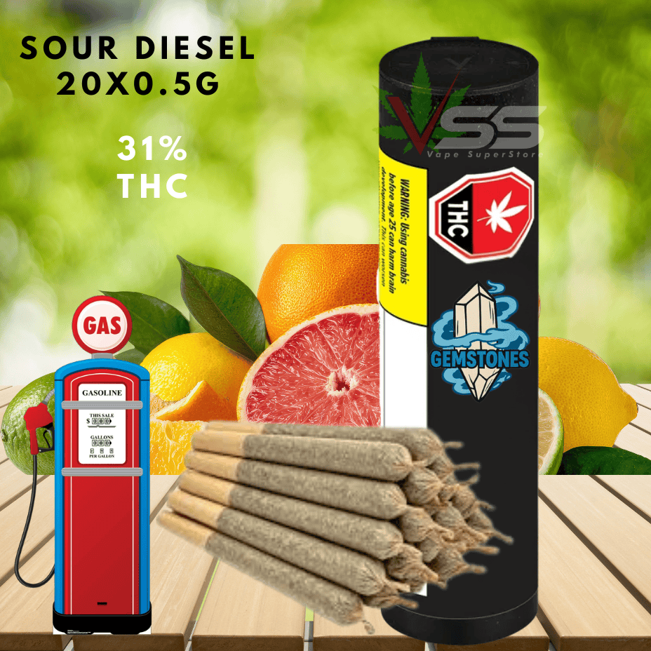 Gemstones Sour Diesel Hybrid Pre-Rolls - 20x0.5g Brandon Vape SuperStore and Cannabis Manitoba Canada