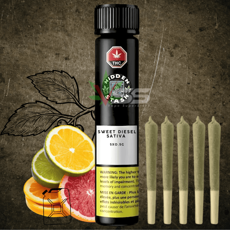 Hidden Stash Sweet Diesel Sativa Pre-Rolls-5x0.5g Brandon Vape SuperStore and Cannabis Manitoba Canada