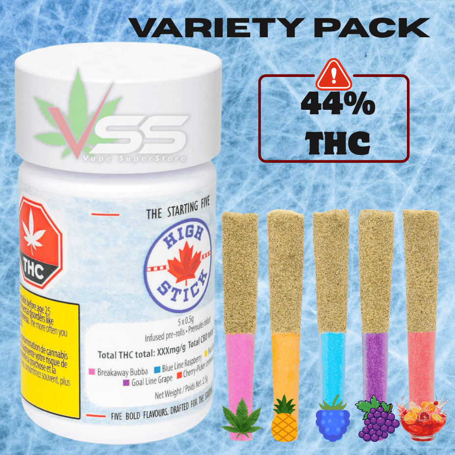 High Stick Starting Five Diamond Infused Variety Pack Pre-rolls Brandon Vape SuperStore and Cannabis Manitoba Canada