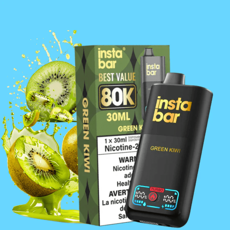 Insta Bar 80K Disposable Vape-Green Kiwi 20mg / 80000 Puffs Brandon Vape SuperStore and Cannabis Manitoba Canada