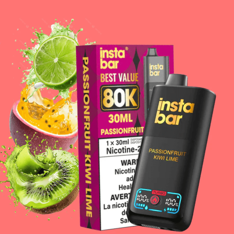 Insta Bar 80K Disposable Vape-Passionfruit Kiwi Lime 20mg / 80000 Puffs Brandon Vape SuperStore and Cannabis Manitoba Canada