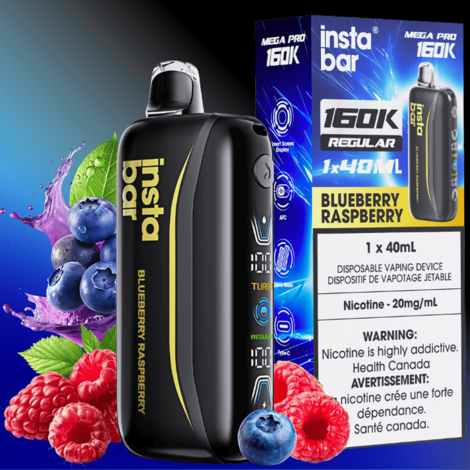 Insta Bar Mega Pro 160K Disposable Vape - Blueberry Raspberry 20mg / 160000 Brandon Vape SuperStore and Cannabis Manitoba Canada