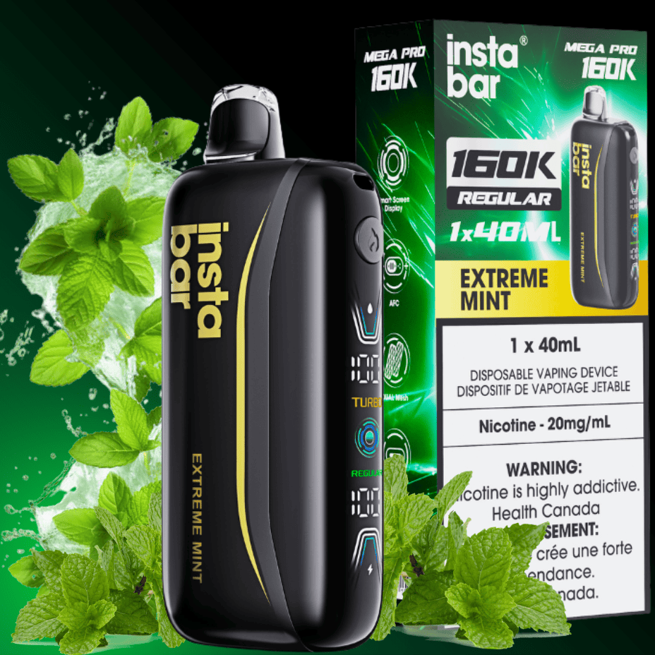 Insta Bar Mega Pro 160K Disposable Vape - Extreme Mint 20mg / 160000 Brandon Vape SuperStore and Cannabis Manitoba Canada