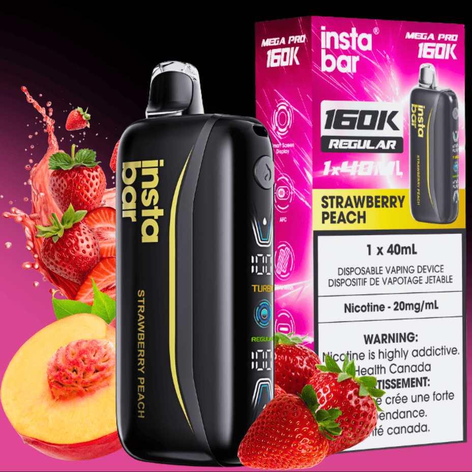 Insta Bar Mega Pro 160K Disposable Vape - Strawberry Peach 20mg / 160000 Brandon Vape SuperStore and Cannabis Manitoba Canada