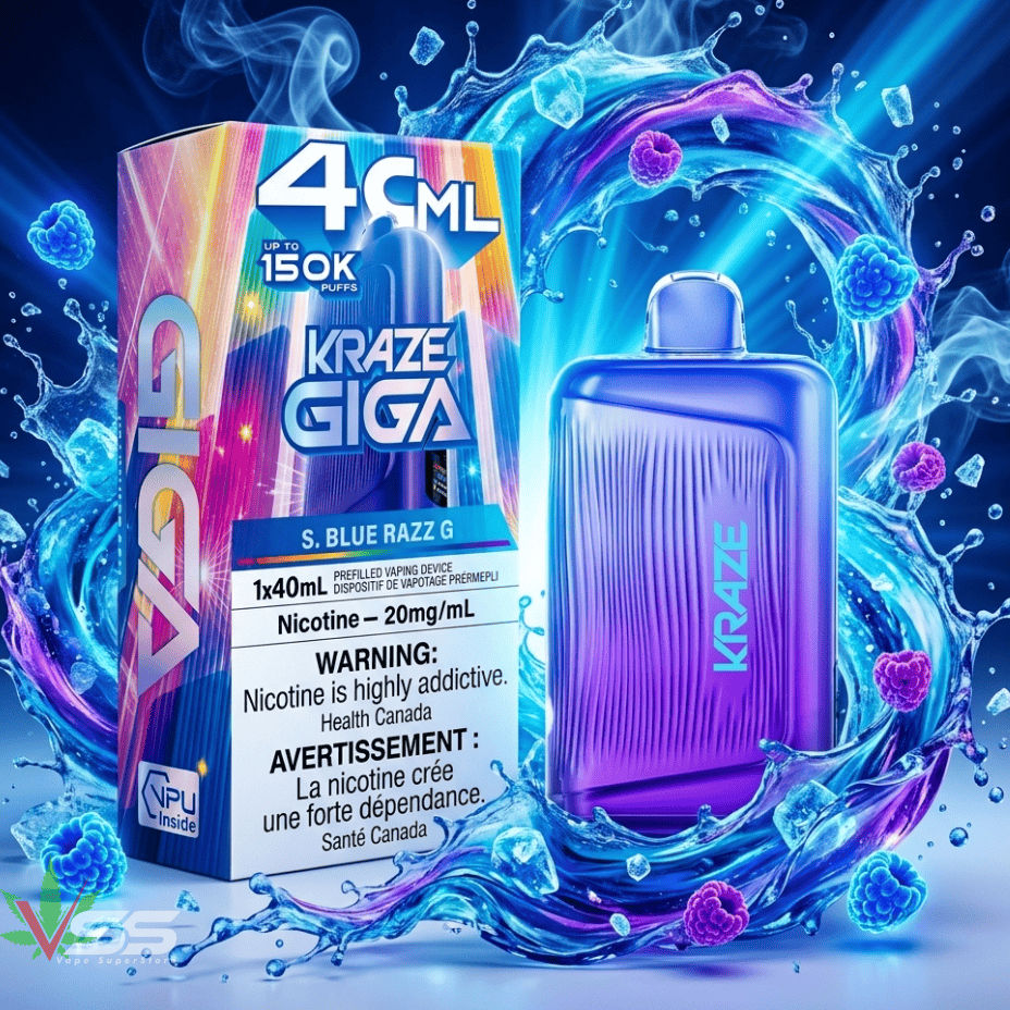 Kraze Giga 150K Disposable Vape-S.Blue Razz 150000 Puffs / 20mg Brandon Vape SuperStore and Cannabis Manitoba Canada