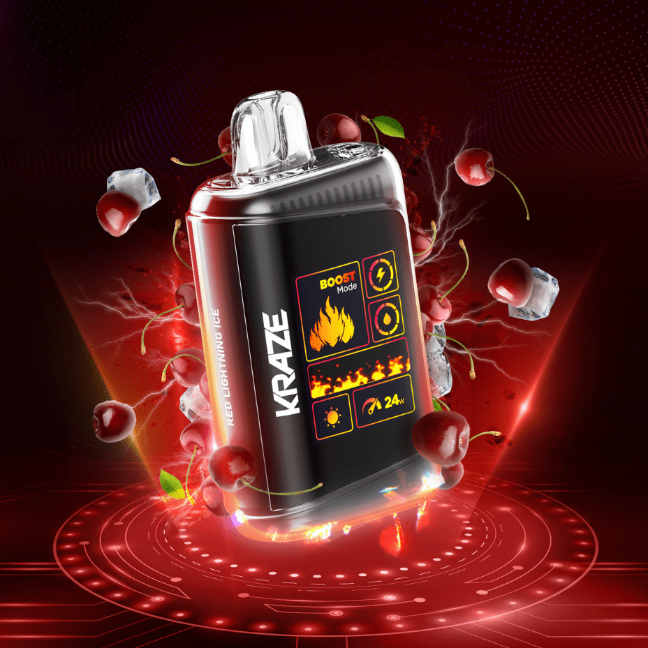 Kraze HD Mega 20k Disposable Vape - Red Lightning Ice 20000 Puffs / 20mg Brandon Vape SuperStore and Cannabis Manitoba Canada