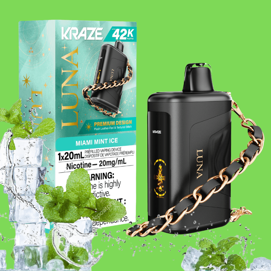 Kraze Luna 42k Disposable Vape - Miami Mint 42000 Puffs / 20mg Brandon Vape SuperStore and Cannabis Manitoba Canada