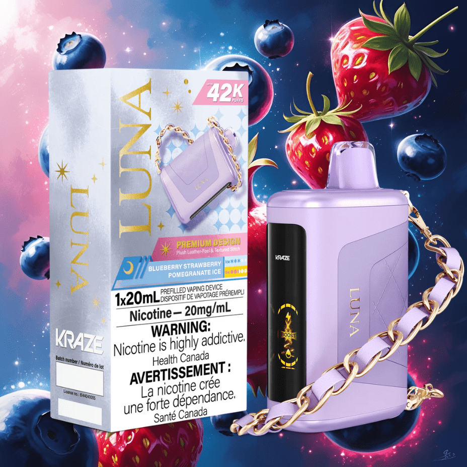 Kraze Luna Disposable Vape-Blueberry Strawberry Pomegranate Ice Brandon Vape SuperStore and Cannabis Manitoba Canada