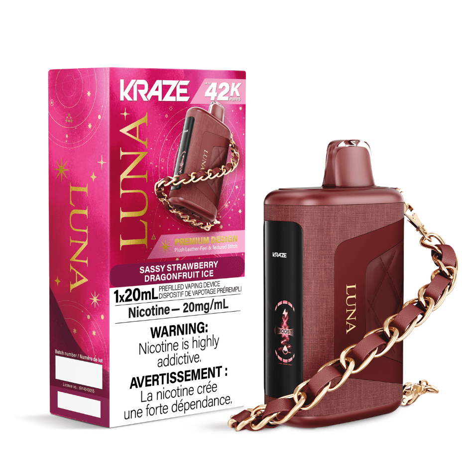 Kraze Luna Disposable Vape-Sassy Strawberry Dragonfruit Ice Brandon Vape SuperStore and Cannabis Manitoba Canada