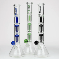 Kush Glass 7mm Dual Tree Perc Beaker 18" Blue Brandon Vape SuperStore and Cannabis Manitoba Canada