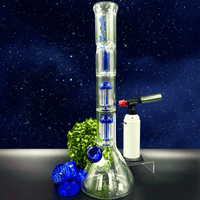 Kush Glass 7mm Dual Tree Perc Beaker Bong 18" Blue Brandon Vape SuperStore and Cannabis Manitoba Canada