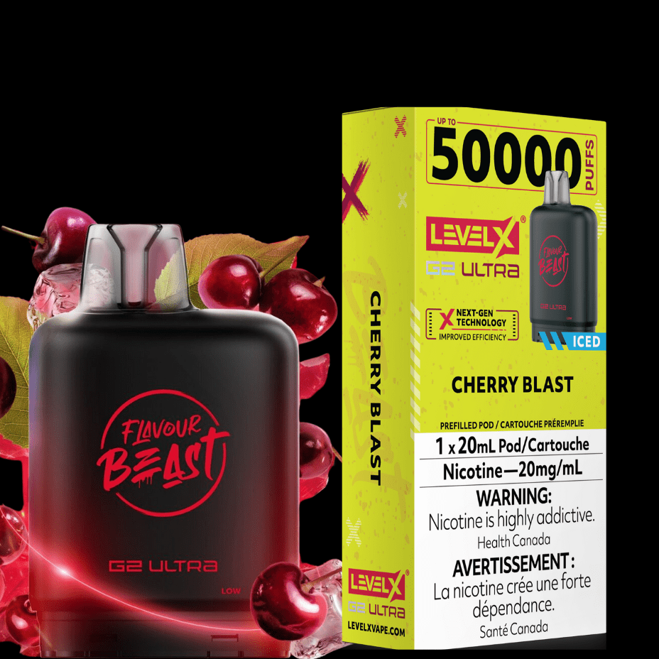 Level X G2 Ultra Flavour Beast Pod 50k-Cherry Blast Iced 50000 / 20mg Brandon Vape SuperStore and Cannabis Manitoba Canada