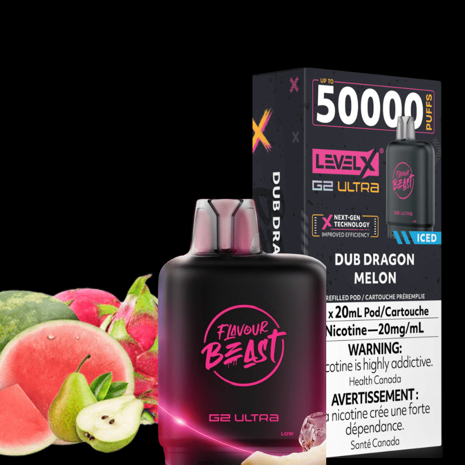 Level X G2 Ultra Flavour Beast Pod 50k-Dub Dragon Melon Iced 20mg / 50000 Brandon Vape SuperStore and Cannabis Manitoba Canada