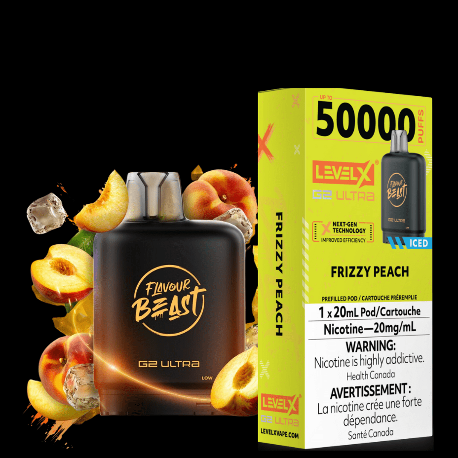 Level X G2 Ultra Flavour Beast Pod 50k-Dub Frizzy Peach Iced 20mg / 50000 Brandon Vape SuperStore and Cannabis Manitoba Canada