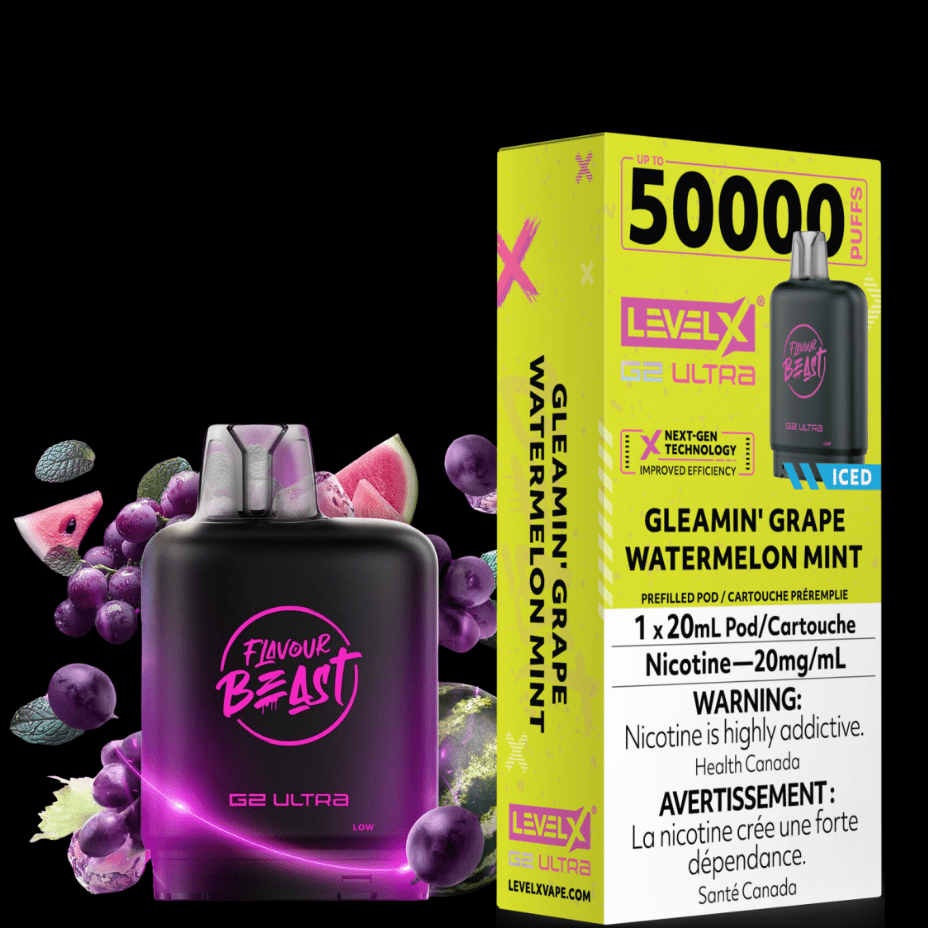 Level X G2 Ultra Flavour Beast Pod 50k-Gleamin Grape Watermelon Mint Iced 20mg / 50000 Brandon Vape SuperStore and Cannabis Manitoba Canada