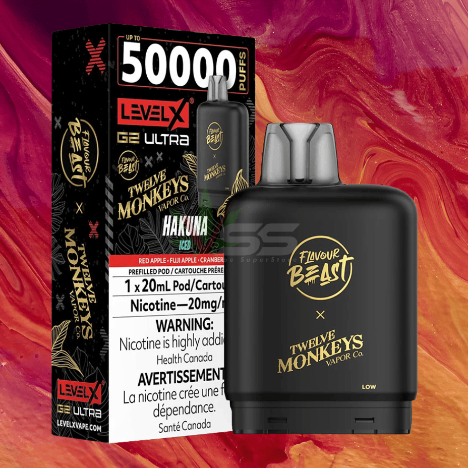 Level X G2 Ultra x 12 Monkeys - Hakuna 50000 Puffs / 20mg Brandon Vape SuperStore and Cannabis Manitoba Canada