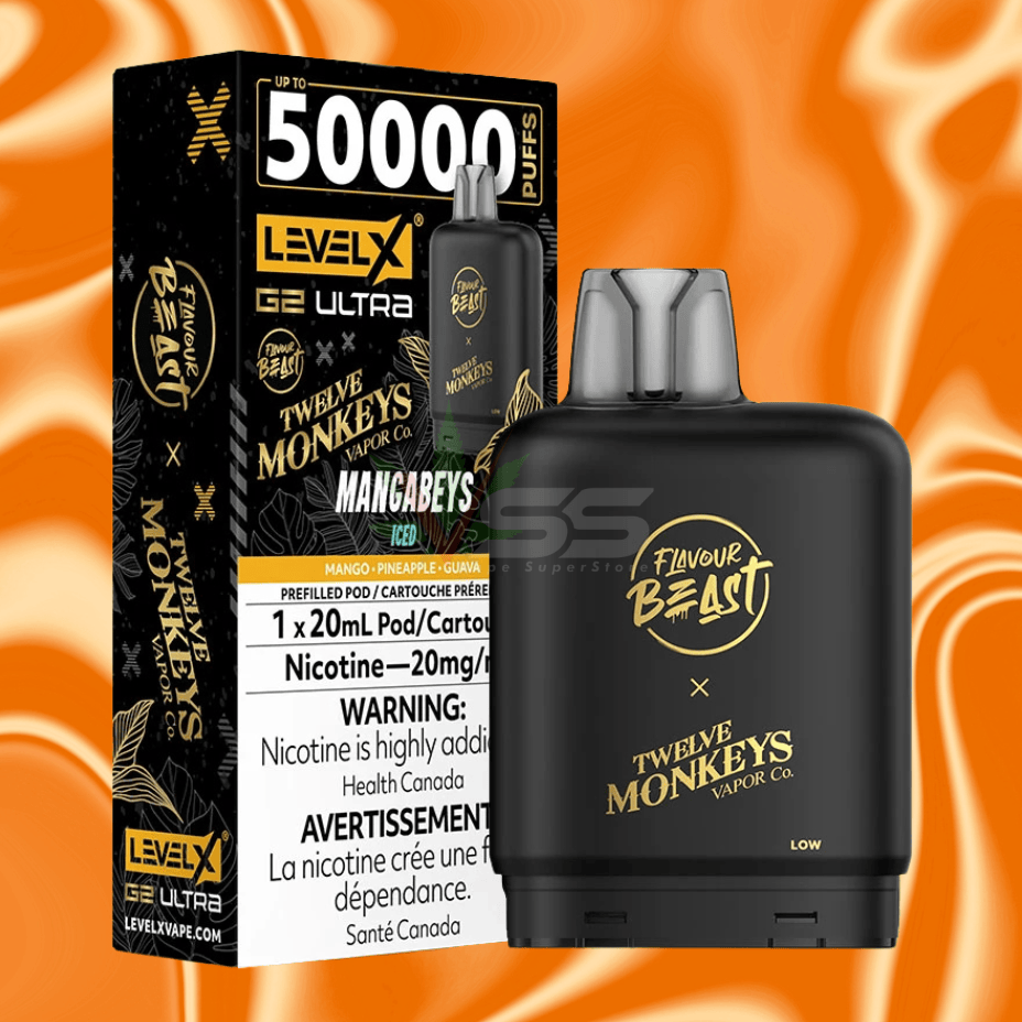 Level X G2 Ultra x 12 Monkeys - Mangabeys 50000 Puffs / 20mg Brandon Vape SuperStore and Cannabis Manitoba Canada