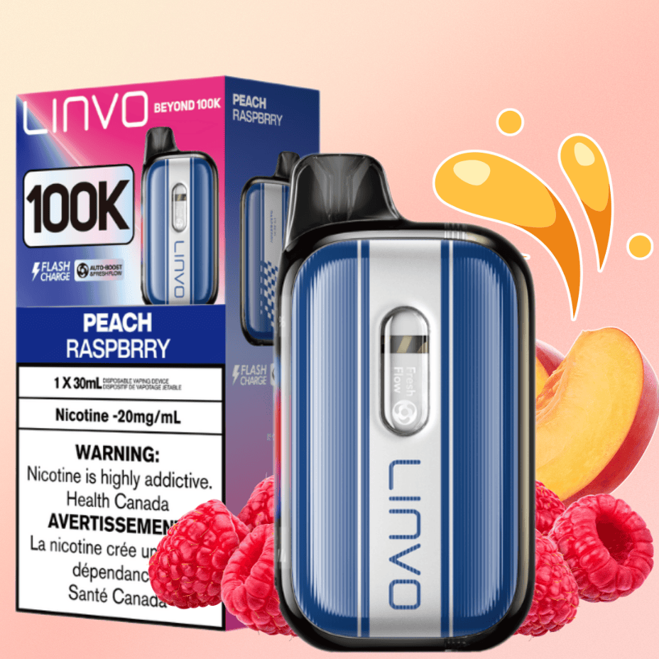 Linvo Beyond 100K Disposable Vape - Peach Raspberry Brandon Vape SuperStore and Cannabis Manitoba Canada