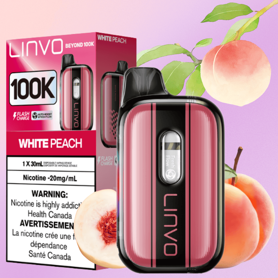 Linvo Beyond 100K Disposable Vape - White Peach Brandon Vape SuperStore and Cannabis Manitoba Canada