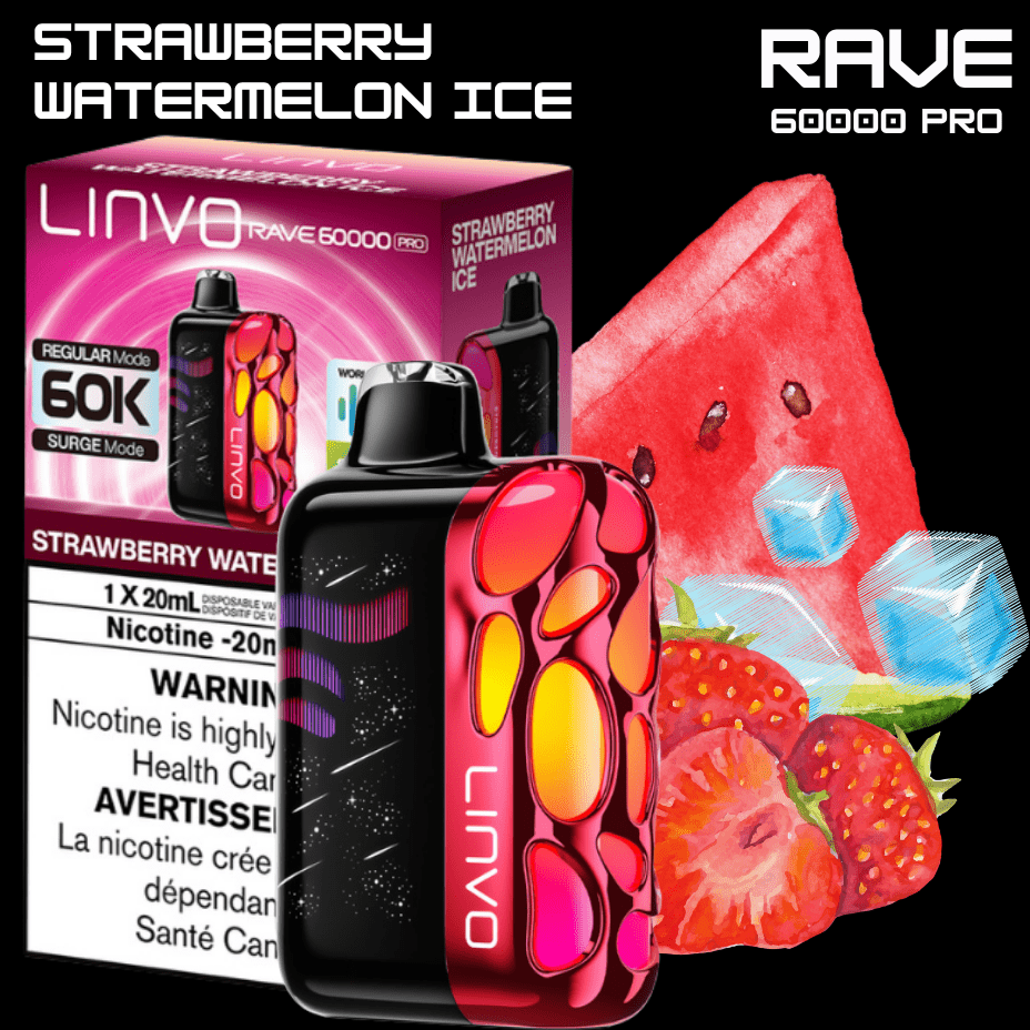 Linvo Rave 60k Disposable Vape-Strawberry Watermelon Ice 60000 Puffs / 20mg Brandon Vape SuperStore and Cannabis Manitoba Canada