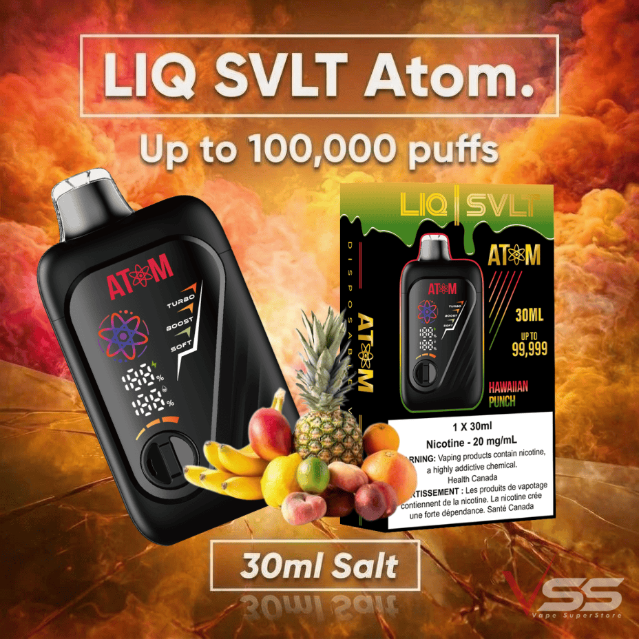 LIQ SVLT Atom 100K Disposable Vape-Hawaiian Punch 100000 Puffs / 20mg Brandon Vape SuperStore and Cannabis Manitoba Canada