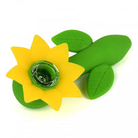 LIT Silicone Flower Power Hand Pipe w/Glass Bowl 4.5" Yellow Brandon Vape SuperStore and Cannabis Manitoba Canada