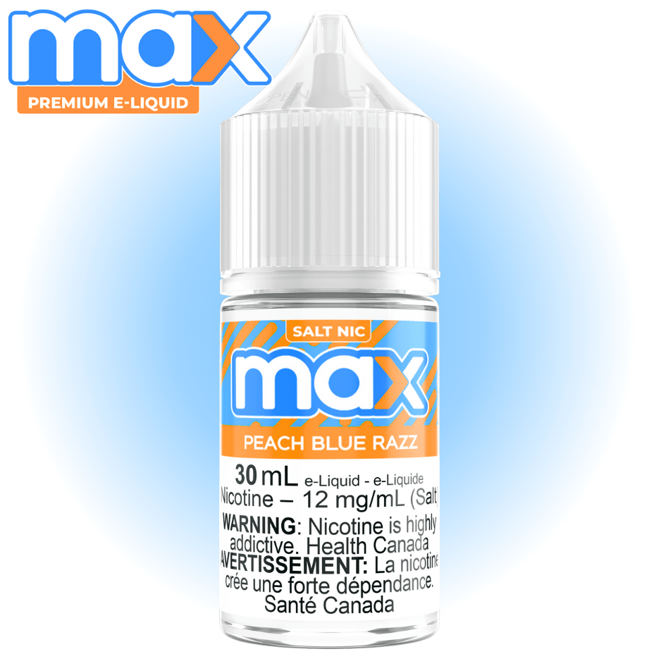 Max E-Liquid - Peach Blue Razz Salt in Manitoba 30ml / 12mg Brandon Vape SuperStore and Cannabis Manitoba Canada