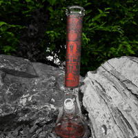 Medusa Glass 9mm Egyptian Hieroglyph Beaker Bong-16" Brandon Vape SuperStore and Cannabis Manitoba Canada