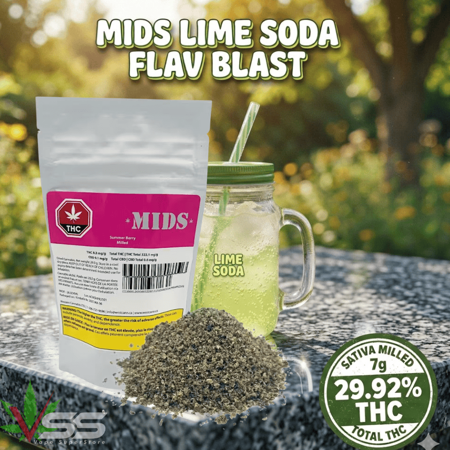 Mids Lime Soda Flav Blast Sativa Milled Flower-7g Brandon Vape SuperStore and Cannabis Manitoba Canada