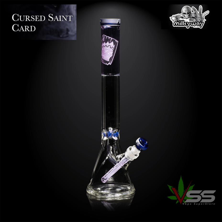 Milkyway 9mm Cursed Saint Card Beaker Bong-16" Brandon Vape SuperStore and Cannabis Manitoba Canada