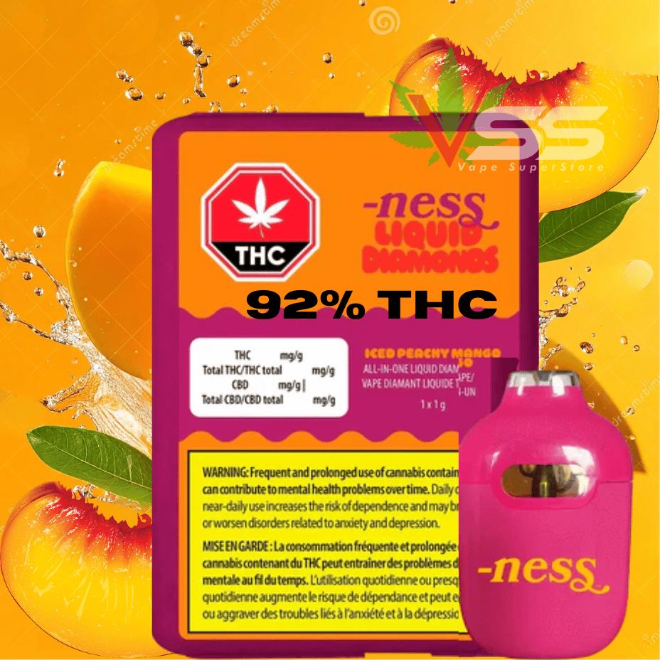 Ness Iced Peachy Mango Liquid Diamond Disposable Vape-1g Brandon Vape SuperStore and Cannabis Manitoba Canada