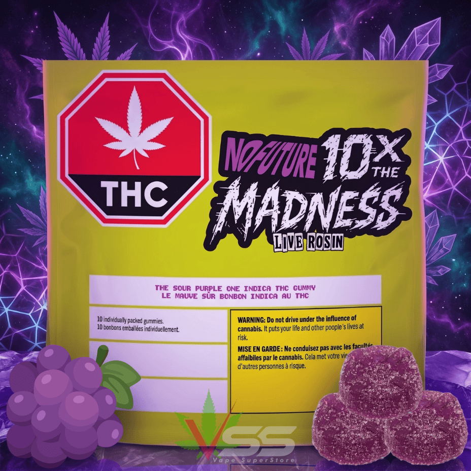 No Future 10x The Madness: The Sour Purple One Live Rosin Indica Gummies Brandon Vape SuperStore and Cannabis Manitoba Canada