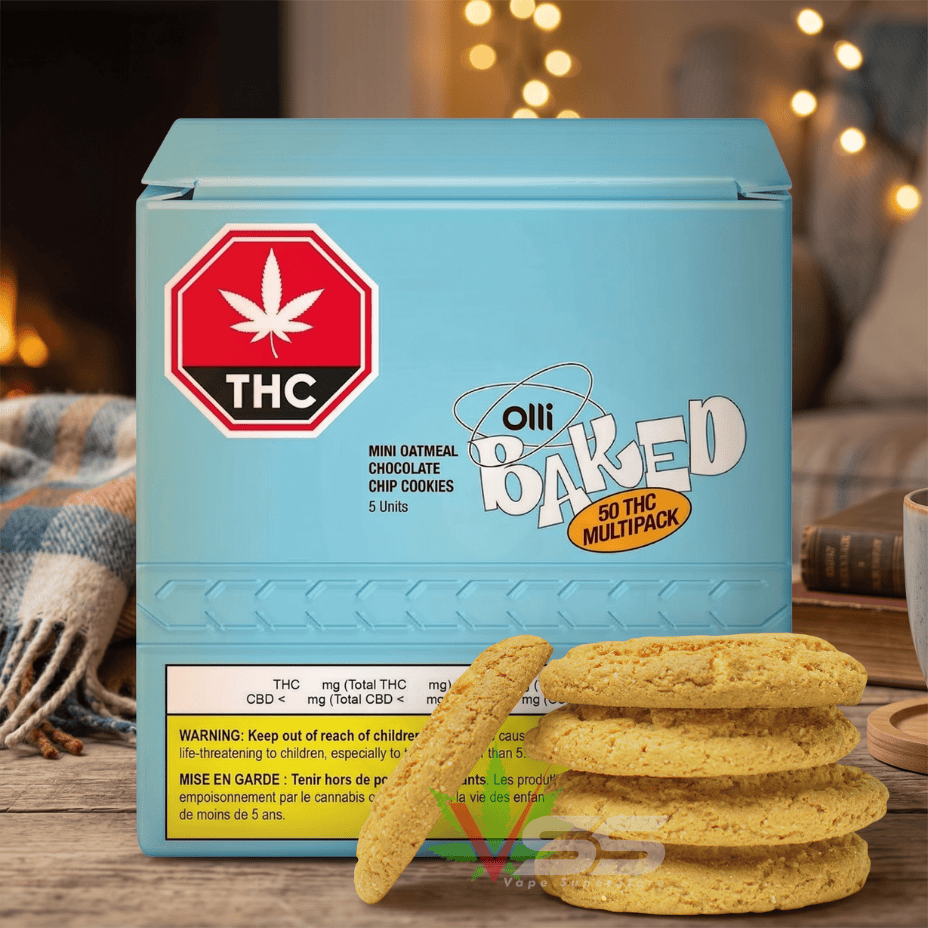 Olli Baked Mini Oatmeal Chocolate Chip Cookies 5x10mg Brandon Vape SuperStore and Cannabis Manitoba Canada