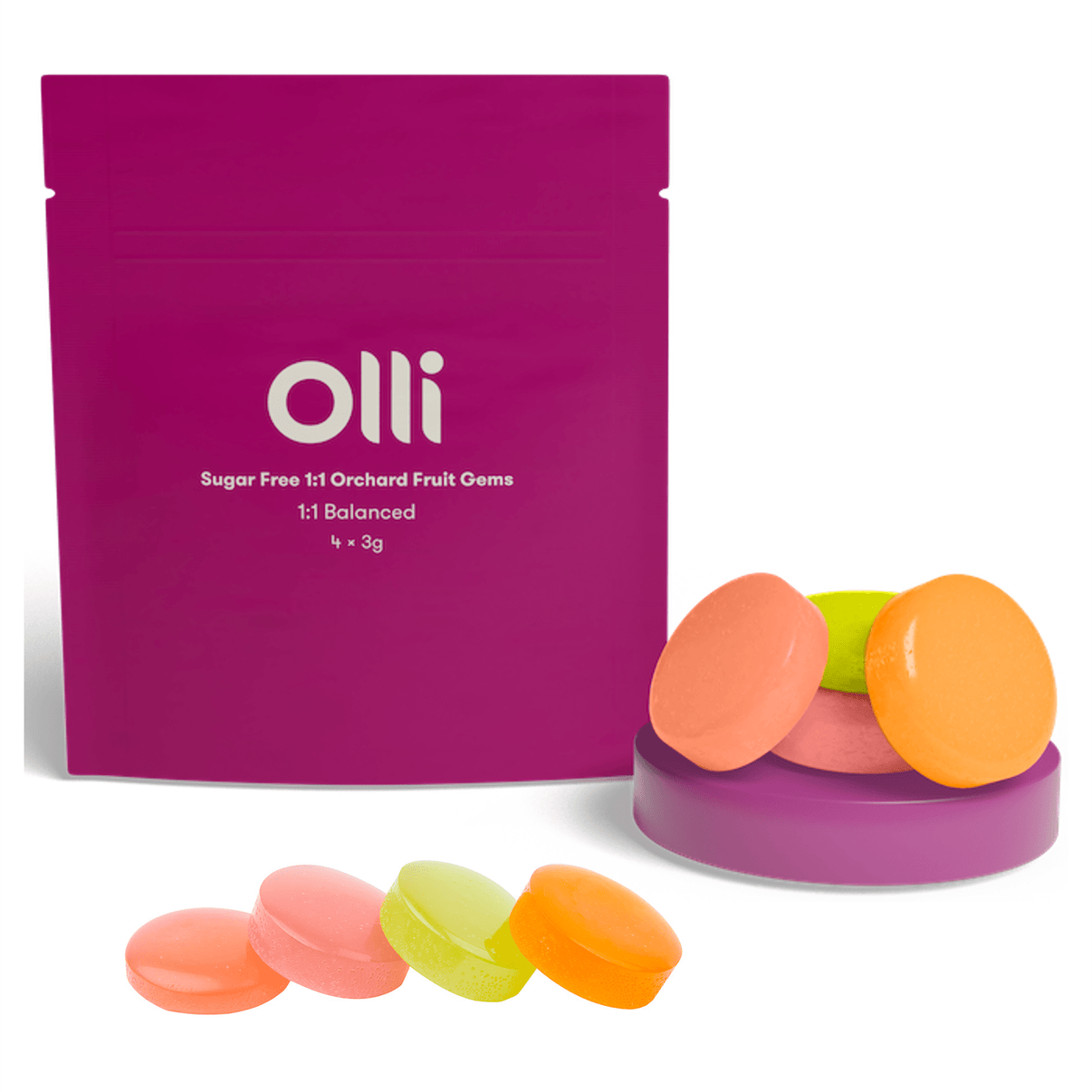 Olli Brands Sugar Free 1:1 Orchard Fruit Gems THC & CBD 4/pkg Brandon Vape SuperStore and Cannabis Manitoba Canada